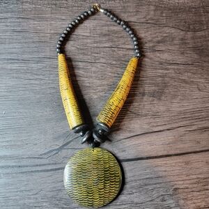 Yellow and Black Horn Necklace